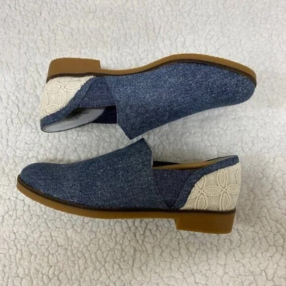 NIB Lori Goldstein Women's Loafer Flat Shoes Blue Denim & Ivory Lace Size 6 M - Picture 7 of 9